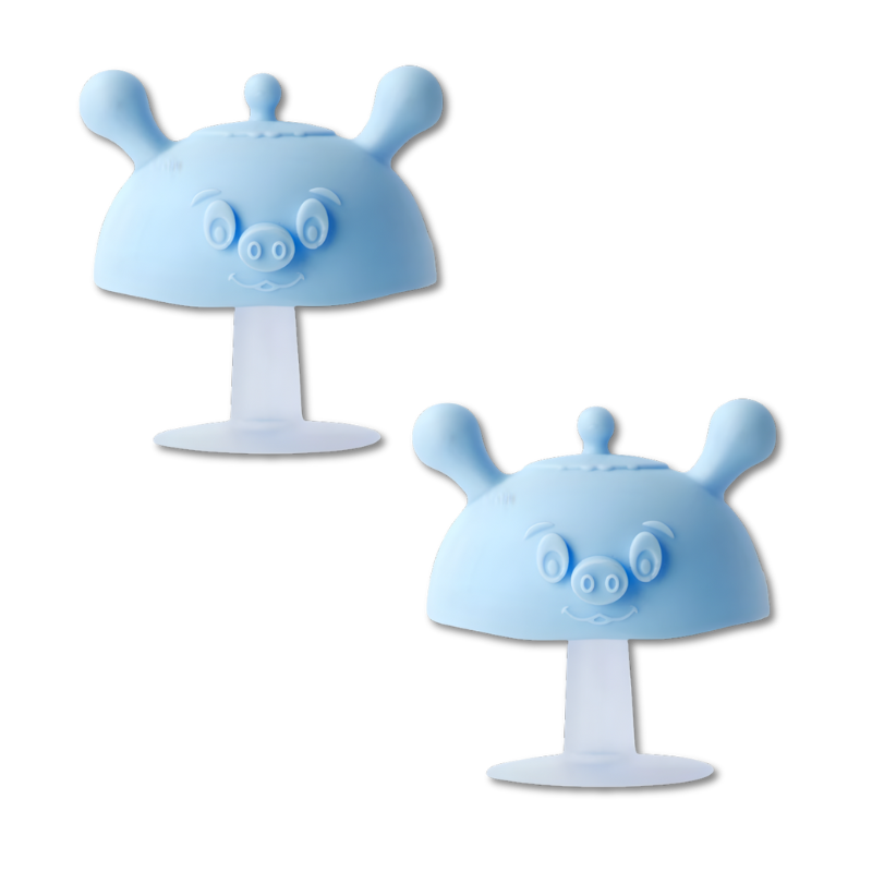 Soothing baby silicone teether pacifier featuring a cute pig design and convenient suction cup