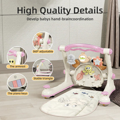 Infant and toddler play gym with colorful piano toy, promoting early development and mobility