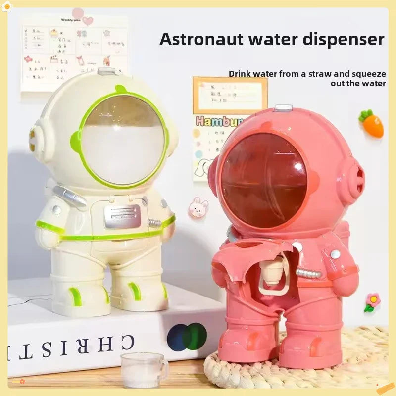 Pink astronaut drinking cup with shoulder strap for kids, 250ml portable water bottle for toddlers