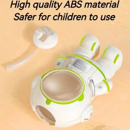White astronaut drinking cup for children, 250ml baby health portable drinkware with shoulder strap