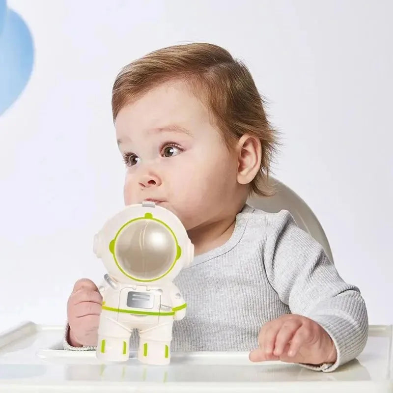 250ml kids' astronaut drinking bottle, pink portable cup with shoulder strap for easy hydration
