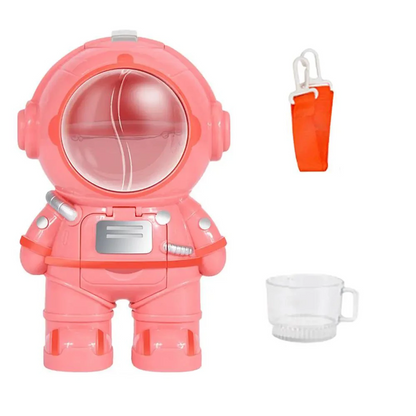 Astronaut drinking cup for kids, pink 250ml portable children's water bottle with durable strap