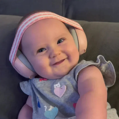 Blue baby noise-canceling earmuffs, ideal ear protection for toddlers and infants, travel accessory.