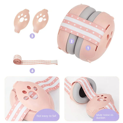 Baby noise-canceling earmuffs with a plush, comfortable cup, essential baby gear for hearing protection.