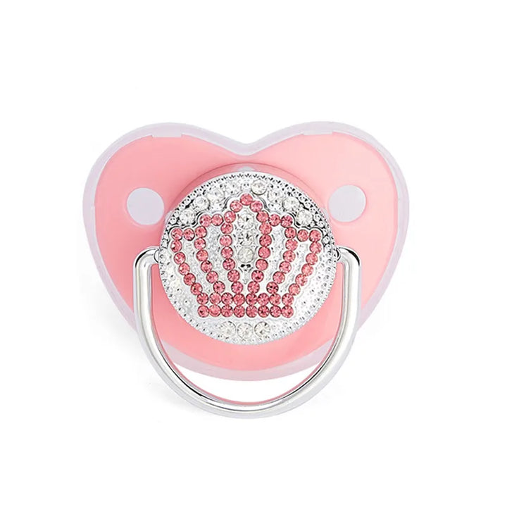 Angled shot of a BPA-free silicone baby pacifier, emphasizing quality material