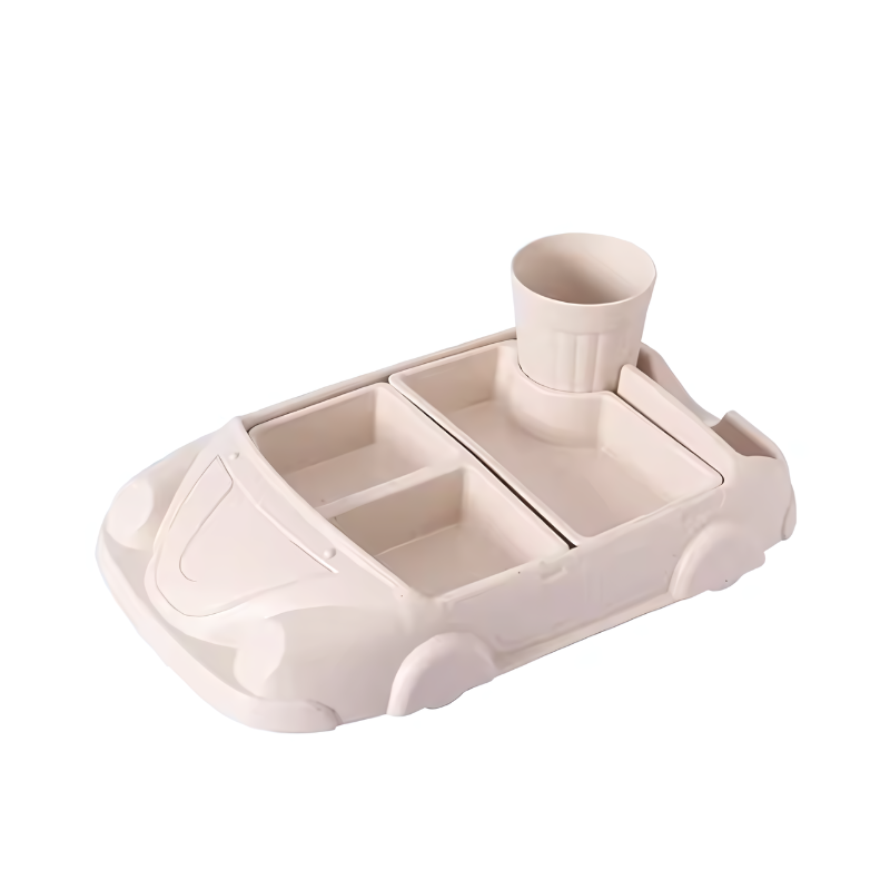 Pink car kids' dinnerware, ideal for picky eaters, encourages independent feeding in toddlers.