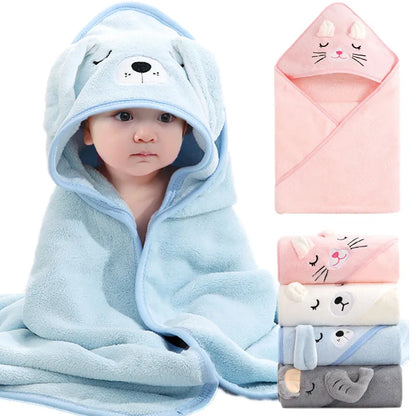 Pink cat hooded baby towel, soft cotton for newborns & toddlers, drying after bath time fun
