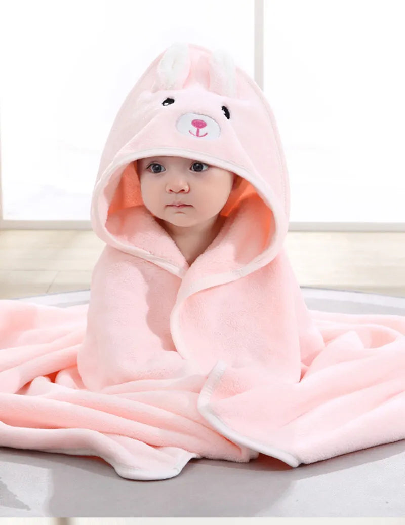 Close-up of white bear hood on baby towel, soft cotton for nursery essential