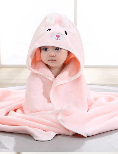 Close-up of white bear hood on baby towel, soft cotton for nursery essential