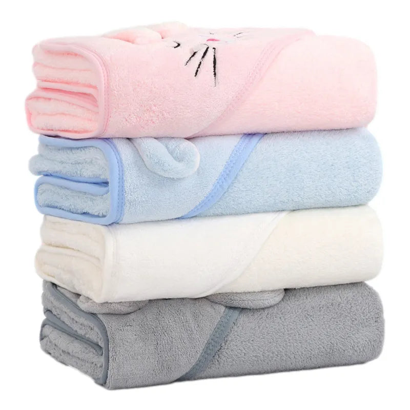 White bear hooded toddler towel, plush cotton for comfy drying, ideal baby shower gift