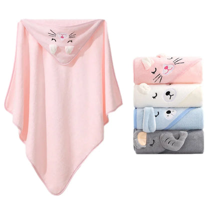 Gray elephant hooded baby bath towel, gentle cotton for sensitive skin, 0-24 months