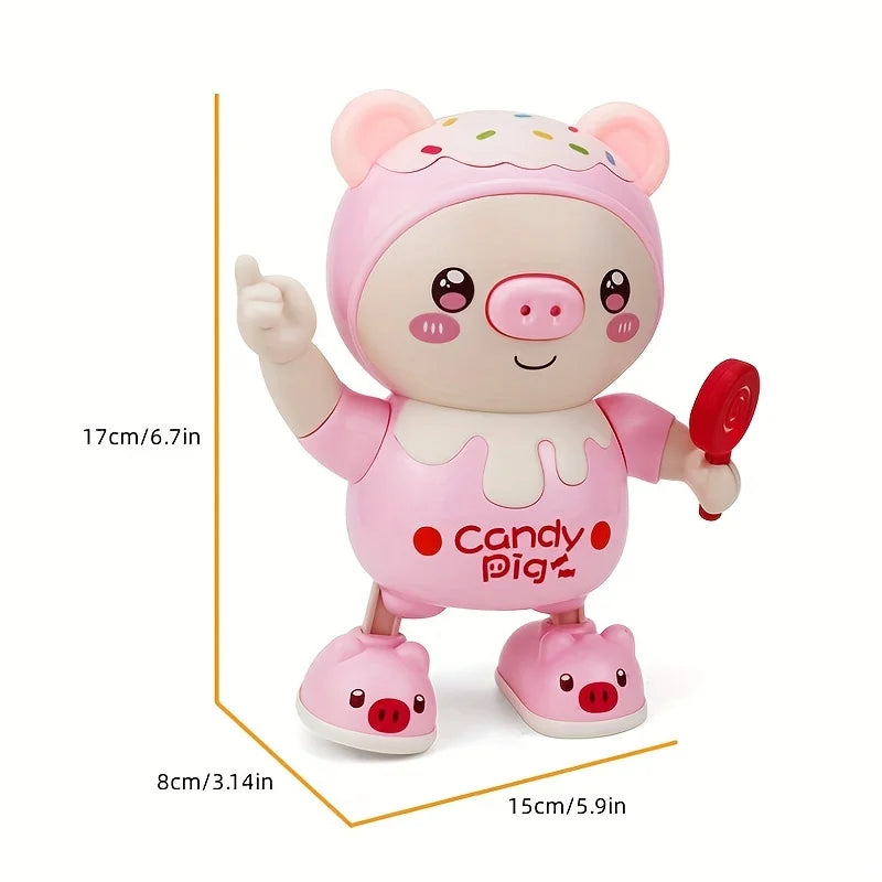 Kids' electronic dancing pig toy with vibrant lights, an engaging developmental toy.