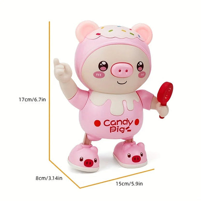 Kids' electronic dancing pig toy with vibrant lights, an engaging developmental toy.