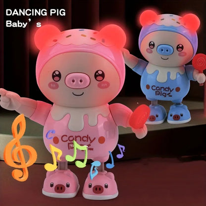 Front view of a pink electronic dancing pig, a fun interactive kids' gift.