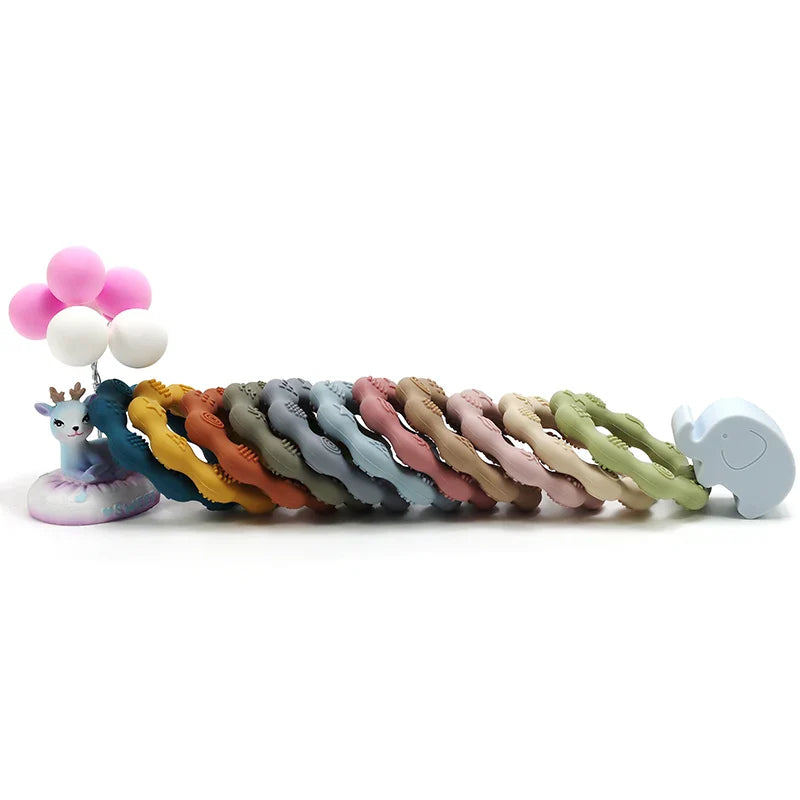Set of colorful BPA-free silicone teethers, baby molar toys for soothing infant new teeth