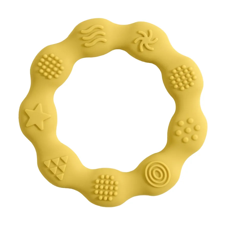 Orange silicone teether, a safe and BPA-free baby molar toy for infant soothing relief