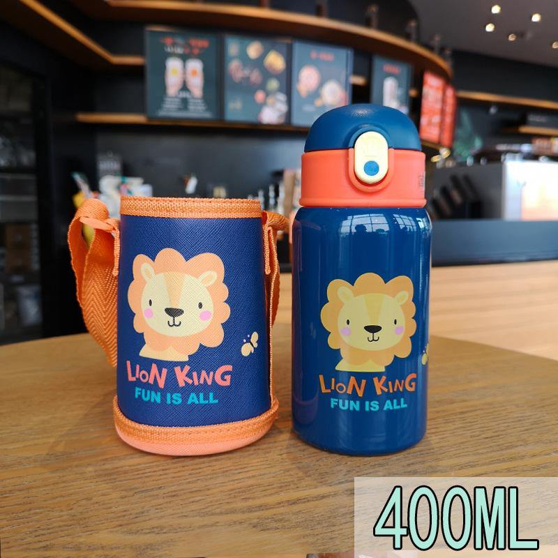 Durable kids water bottle, 12oz, insulated, with built-in straw and school-ready strap
