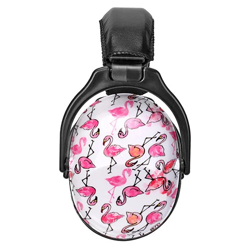 Study desk with kid's noise reduction ear muffs, promoting concentration & quiet learning aid.