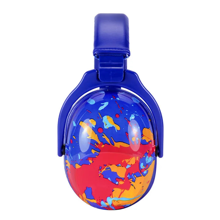 Baby safety ear muffs on a soft blanket, signifying comfort & sound protection for infants.