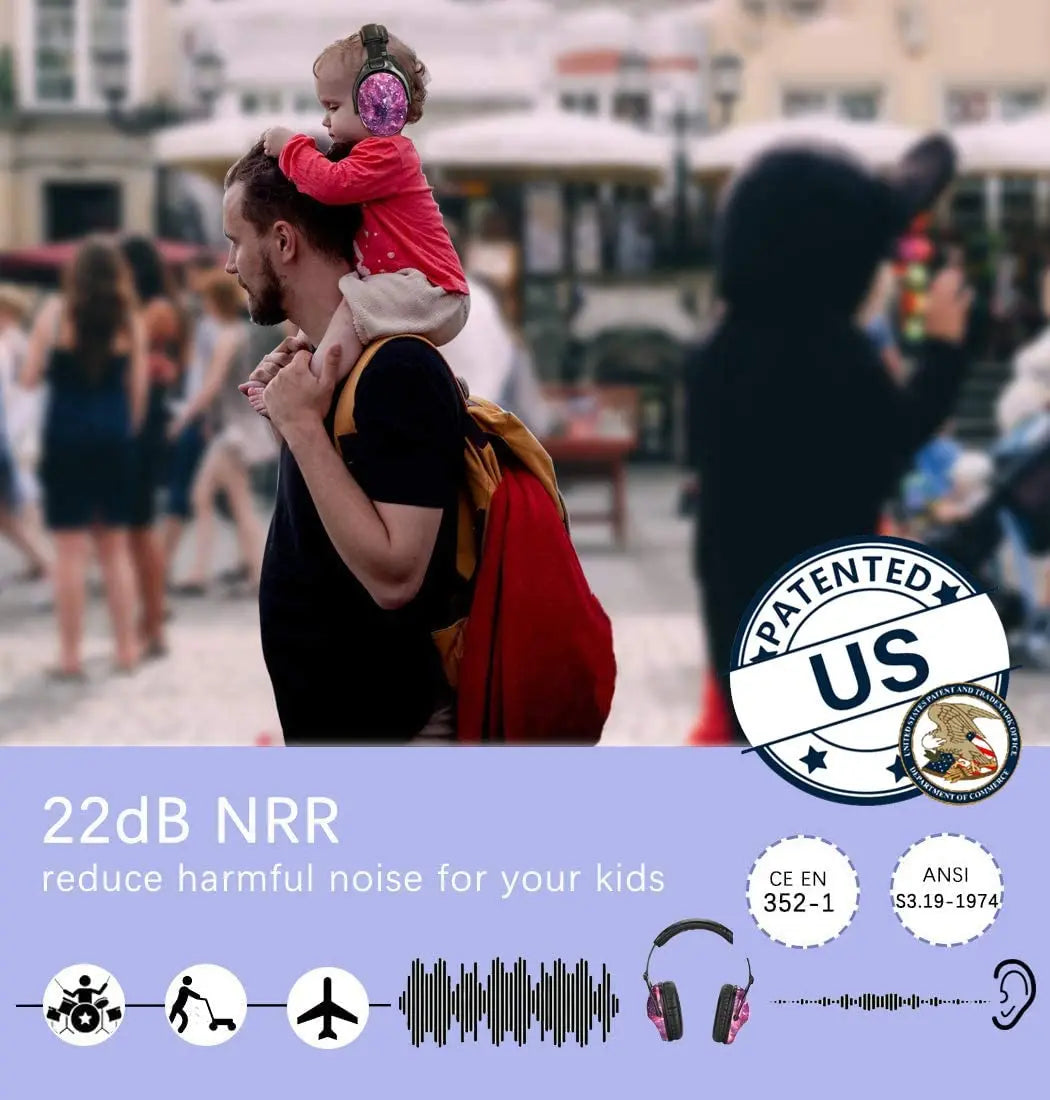 Yellow baby safety ear muffs for noise reduction, offering sound protection for infants & toddlers.