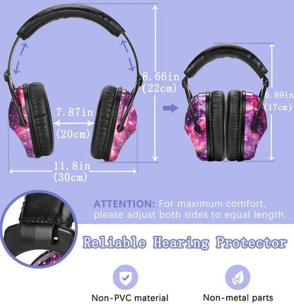 Close-up of soft padded kids ear muffs, emphasizing comfort for extended hearing protection use.