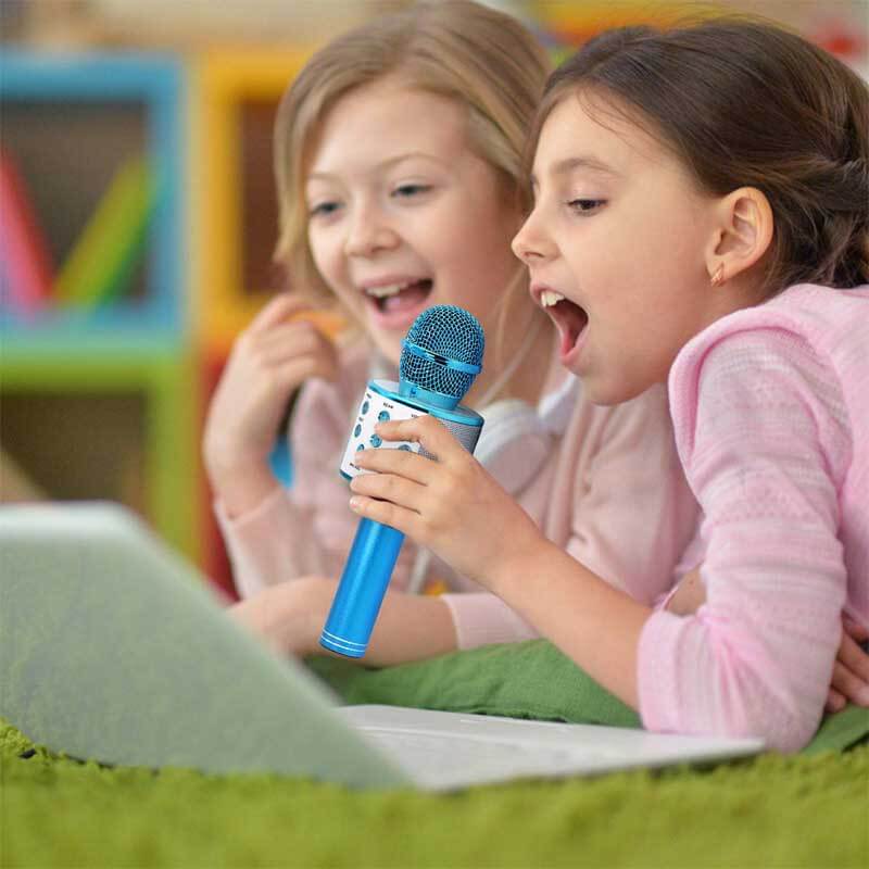 Red kids' wireless Bluetooth karaoke microphone, a fun and engaging singing gift for children