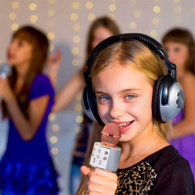 Blue kids' wireless Bluetooth karaoke microphone, a portable musical toy gift