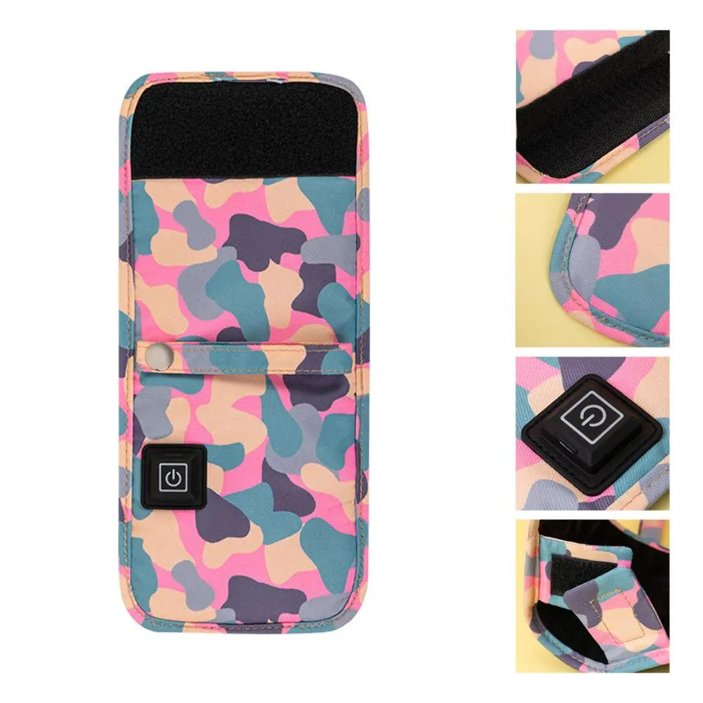 Pink portable baby bottle warmer bag with USB, ensuring warm milk for infant on trips.