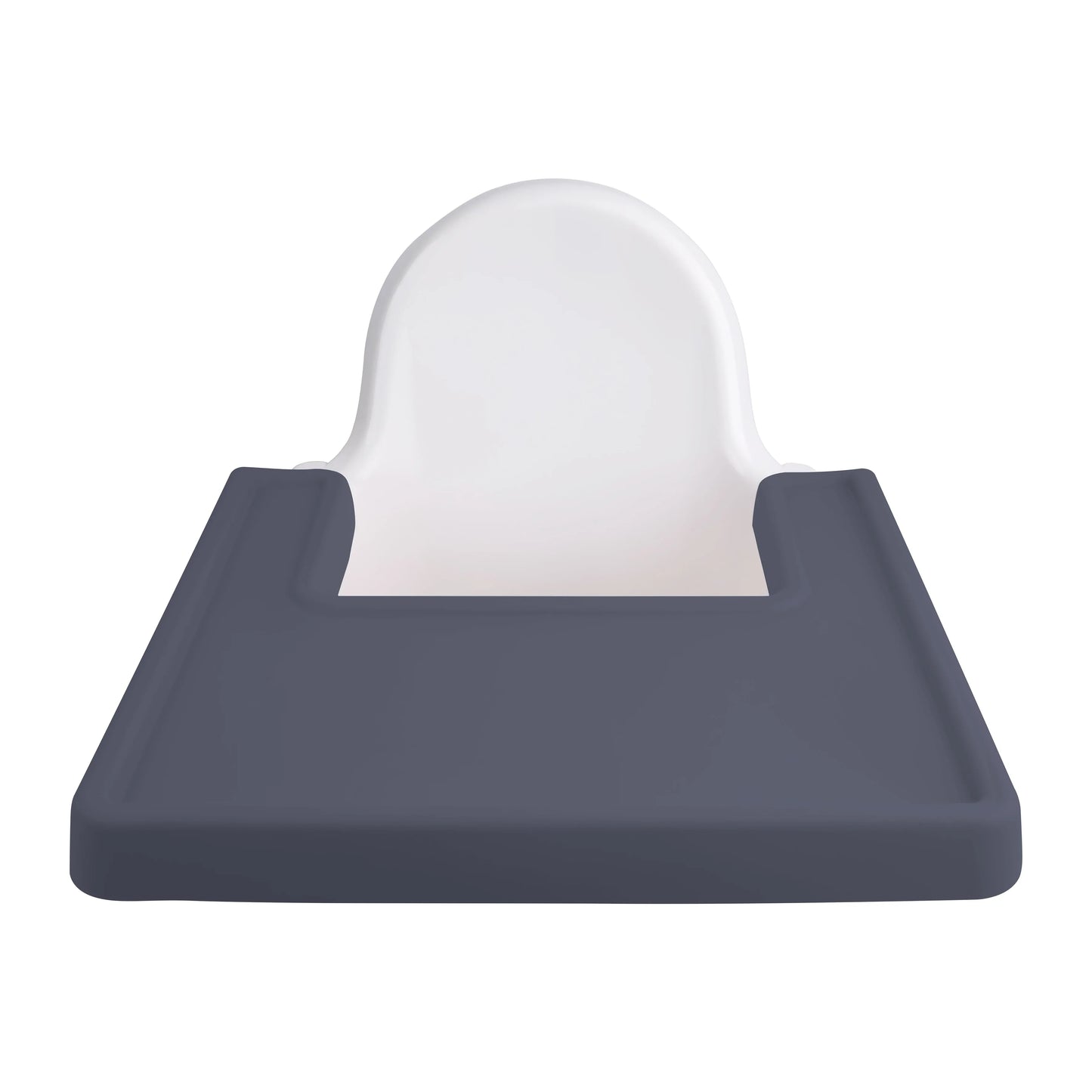 Orange soft silicone high chair mat, comfortable and safe for toddler feeding. Easy to wash.