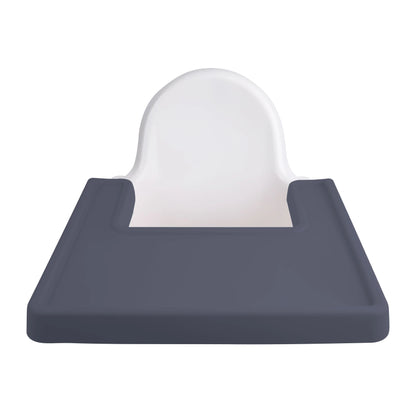 Orange soft silicone high chair mat, comfortable and safe for toddler feeding. Easy to wash.