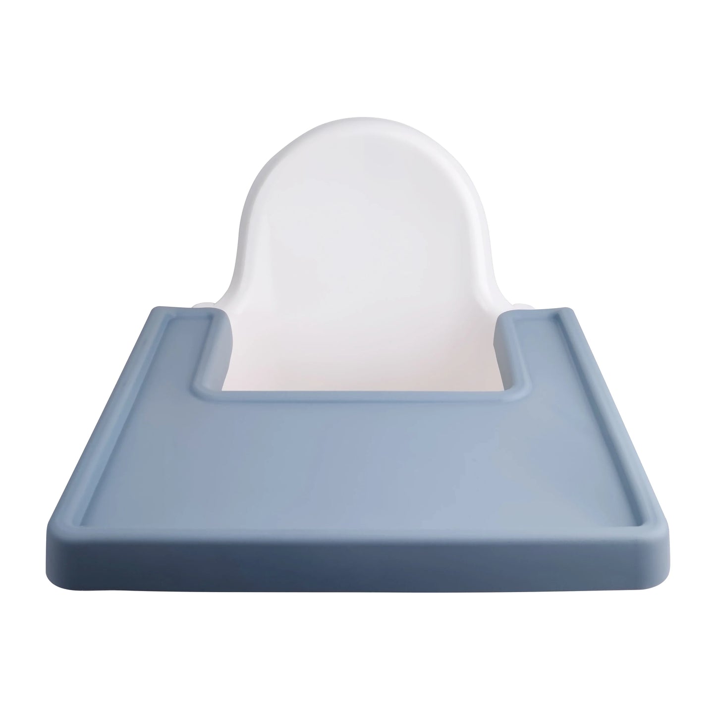 Purple extra-large silicone high chair placemat, ensuring full coverage for baby feeding.