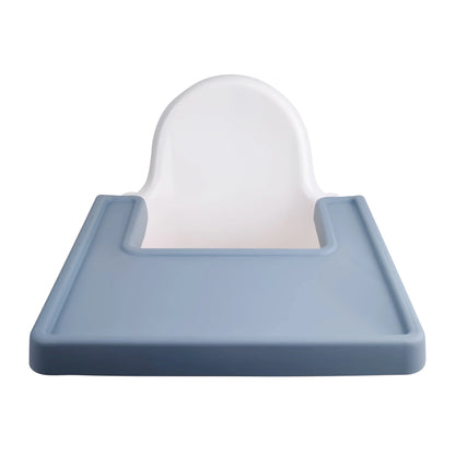 Purple extra-large silicone high chair placemat, ensuring full coverage for baby feeding.