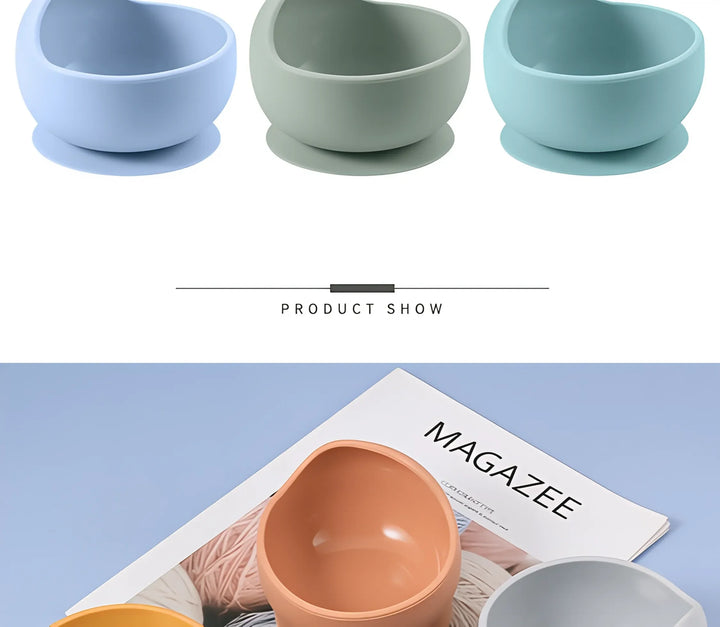 Convenient silicone suction bowl, designed for easy clean-up after baby meals.