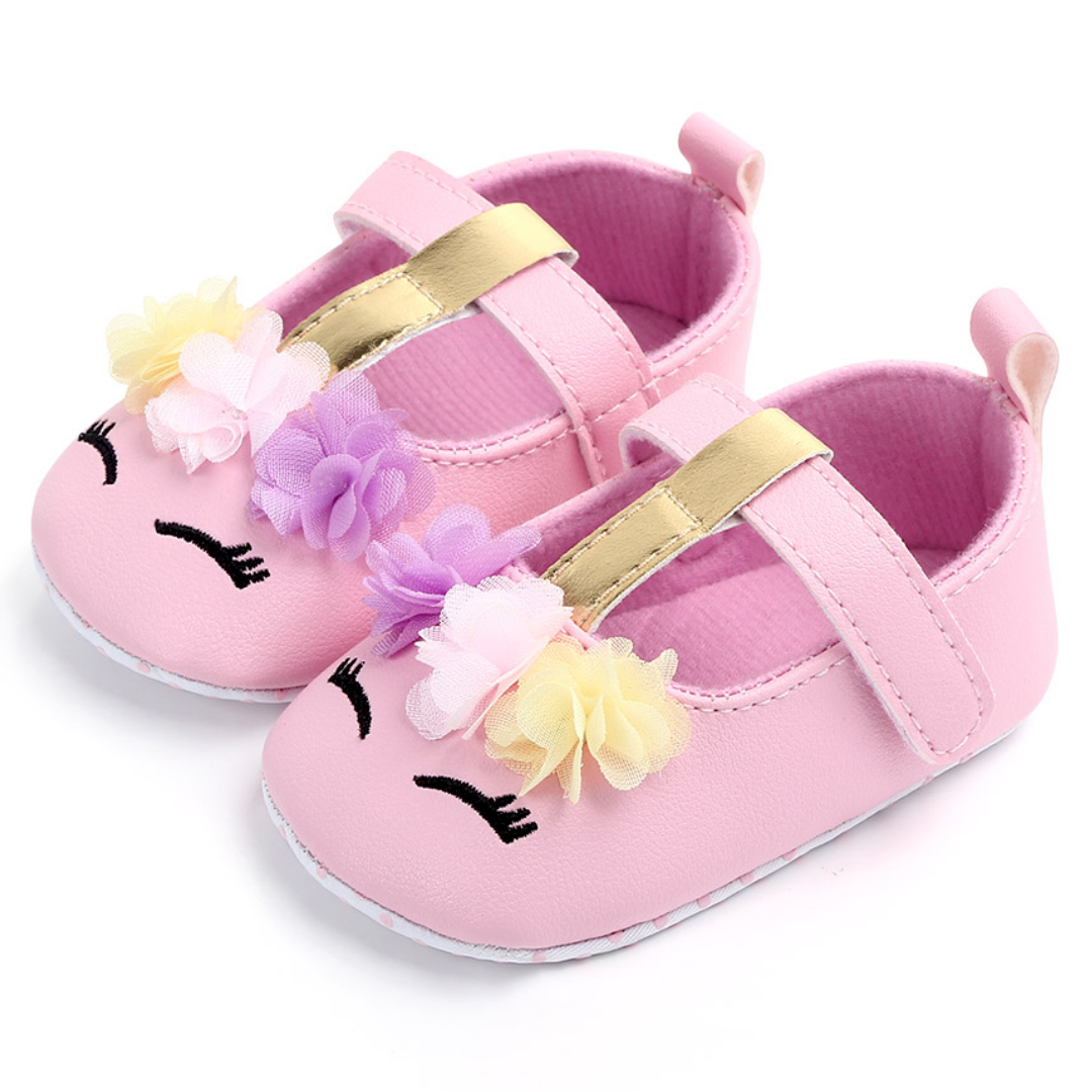 Purple unicorn toddler shoes with anti-slip sole, perfect first walkers for baby girl fashion