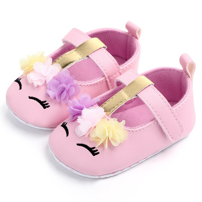 Purple unicorn toddler shoes with anti-slip sole, perfect first walkers for baby girl fashion