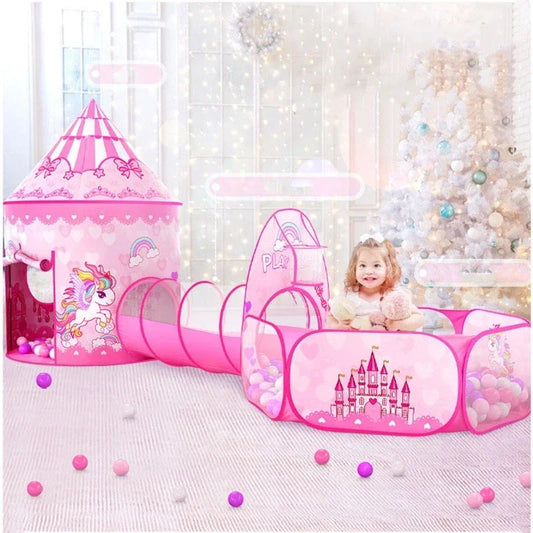 Pink unicorn playtent for kids, perfect for imaginative indoor/outdoor play, featuring magical unicorn design.