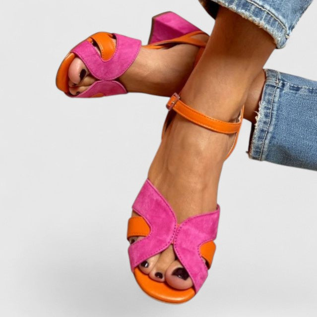 Everyday pink women's comfortable wedge heel sandals with an adjustable strap; perfect open-toe summer casual footwear.