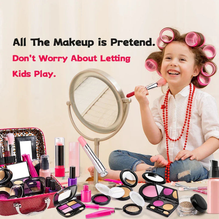 Safe Pretend Play Makeup Kit encourages creative role play & imaginative fun for kids. A great girls' toy gift.