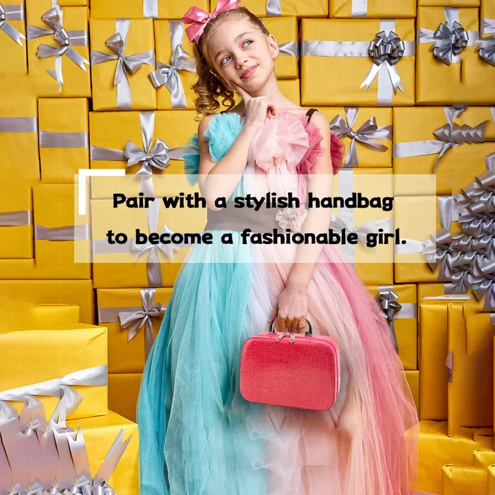 Vibrant kids' pretend play makeup kit, a perfect safe toy set for girls' role play and creative play adventures.