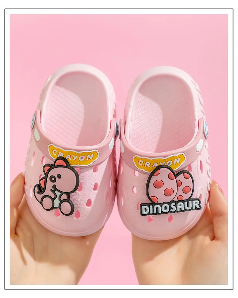 Cartoon summer sandals with colorful animal print, non-slip baby shoes for playful days