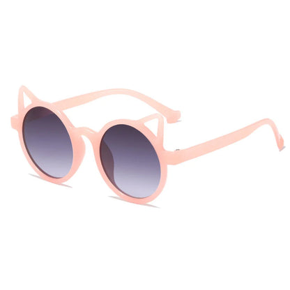 Range of colorful cat-eye sunglasses for kids, displayed as fashionable eyewear.
