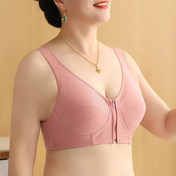 Everyday comfort: plus size wire-free vest bra for women, front closure design.