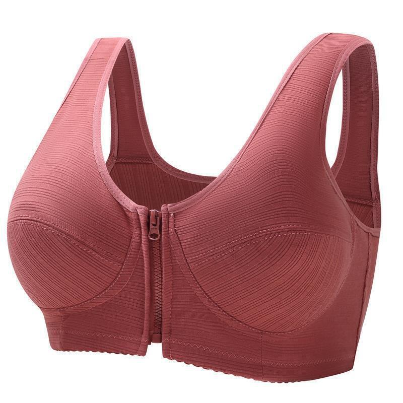 Women's plus size wire-free bra with front closure, designed for ultimate comfort.