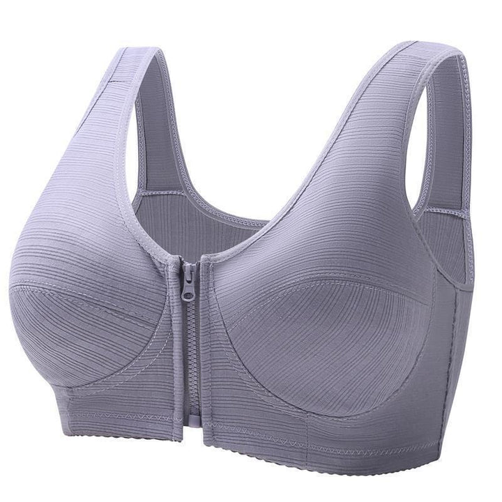 Everyday front closure wire-free bra for plus size women, full figure support.