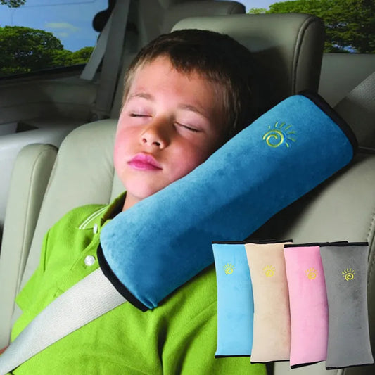Plush baby car seat shoulder strap cover pad, grey comfort for infant travel