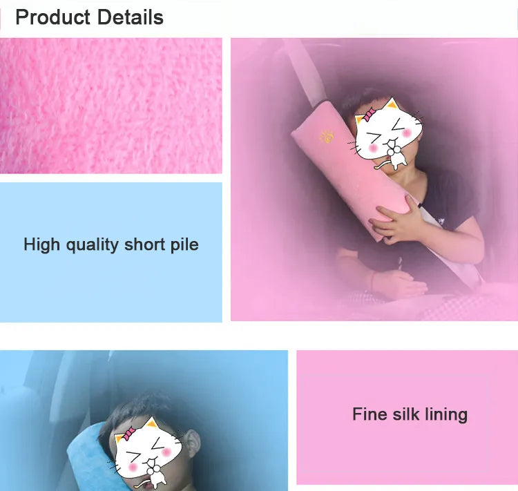 Baby car seat belt cover, plush comfort shoulder pad for long trips