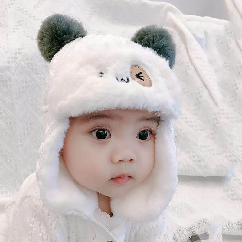 Warm and stylish baby headwear, plush unisex infant winter hat, perfect for autumn and winter outings