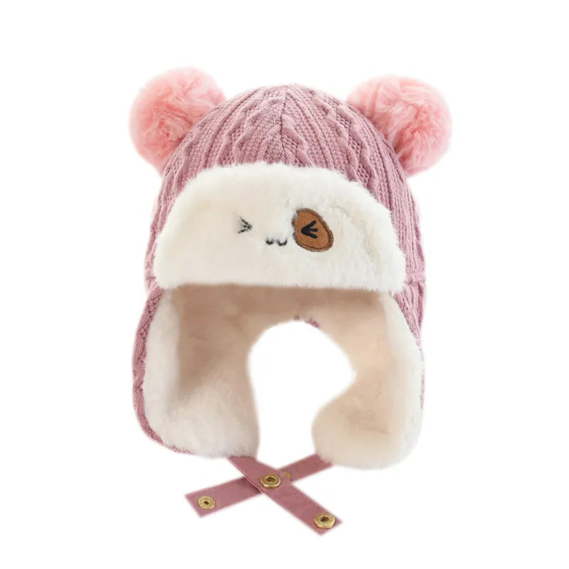 Cozy baby plush hat, unisex infant winter cap, perfect for keeping little ones warm in cold weather