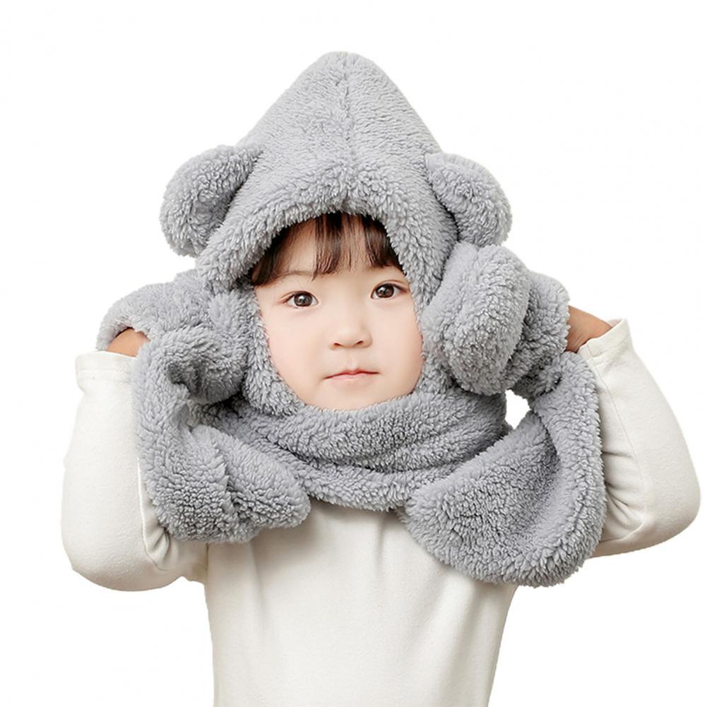 Toddler winter accessory: brown bear ear scarf hat, cozy & stylish childrenswear