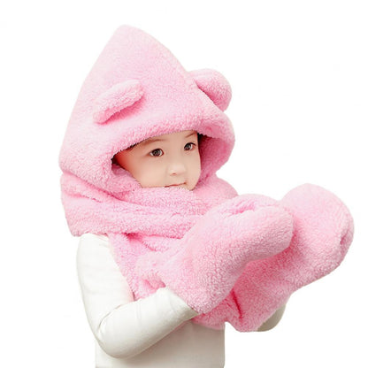 Warm baby scarf hat featuring adorable plush bear ears, essential winter wear